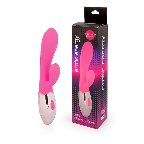 Розовый вибромассажёр с отростком с 10 режимами вибрации Bior toys EE-10263-6