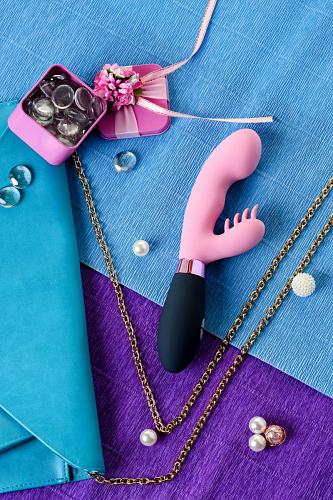 Розовый вибромассажёр с клиторальным стимулятором Eromantica Ornella 230202 (21,5 см)