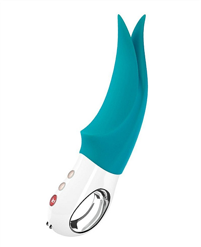 Бирюзовый вибратор с раздвоенным кончиком Fun Factory Volta 1141074 (18,9 см)