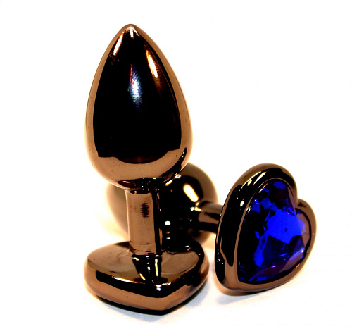 Чёрная анальная пробка с синим стразом-сердцем 4sexdreaM 47447-3 (8 см)