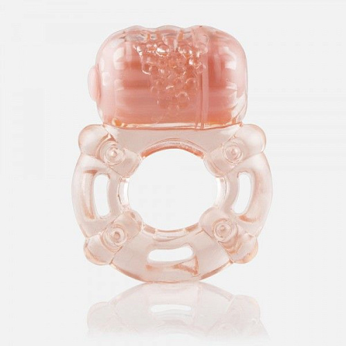 Персиковое эрекционное кольцо с вибрацией Screaming O THE BIG O BO-101