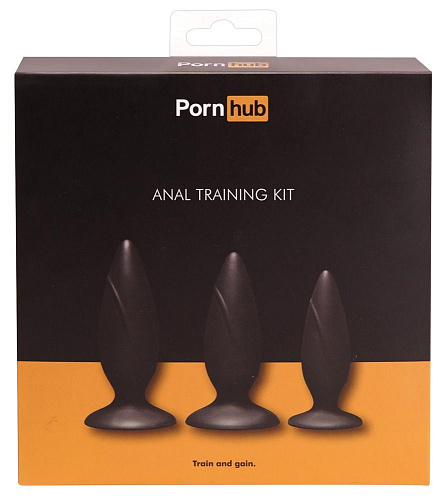Набор из 3 анальных пробок чёрного цвета Pornhub Anal Training Kit 94858