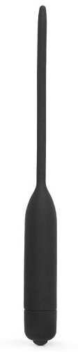 Чёрный уретральный виброплаг Lovetoy Silicone Vibrating Urethral Dilator LV2610