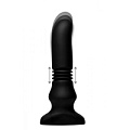 Чёрный фрикционный вибратор XR Brands Silicone Vibrating Thrusting Plug with Remote Control AF948 (17,1 см)