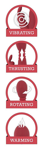 Красный вибромассажёр с клиторальным отростком Orion Rabbit Vibrator 05940670000 (26,5 см)