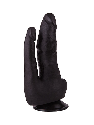 Двойной фаллоимитатор чёрного цвета на присоске LOVETOY (А-Полимер) 404700 (17 см)