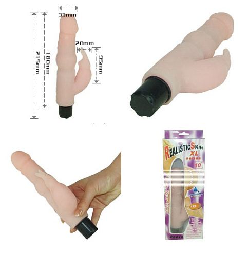 Вибратор телесного цвета с клиторальным стимулятором Baile Realistic Skin BW-027011-1002 (21,5 см)