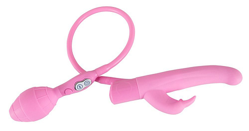 Розовый вибратор с функцией расширения Orion Rosy Bunny 0584010 (20 см)