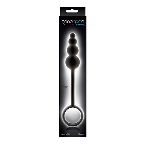 Чёрные анальные бусы на длинной рукоятке NS Novelties Renegade Ripcord NSN-1109-13 (22 см)