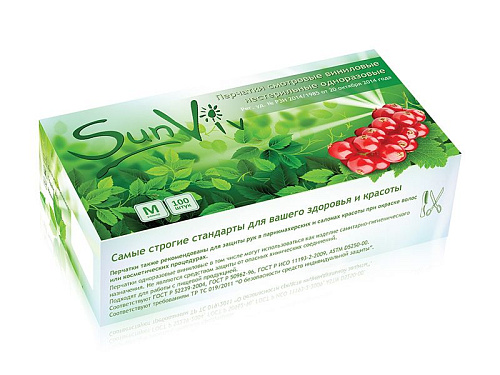 Прозрачные виниловые перчатки размера М Rubber Tech Ltd SunViv GV400 (100 шт × 50 пар)