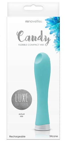 Голубой силиконовый вибромассажёр с ямкой NS Novelties Candy NSN-0205-17 (10,2 см)