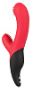 Красный вибратор с щёточками на головке и клиторальном отростке Orion Javida 0585971 (19 см)