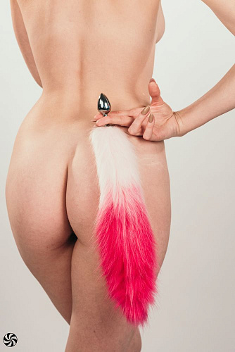 Серебристая анальная пробка с розовым хвостом Lola toys Galaxy 4019-02lola