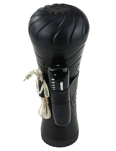 Мастурбатор-ротика чёрно-бежевого цвета в футляре с вибрацией Eroticon Lolita 30442