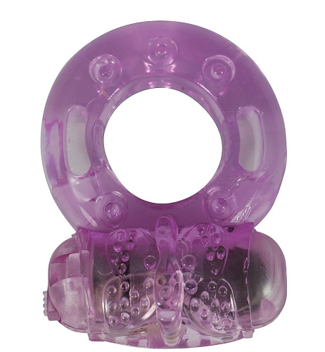 Розовое виброкольцо на пенис с рельефом Lovetoy CK36-2