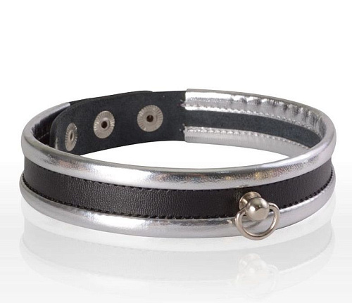 Узкий серебристо-черный ошейник Sitabella 3124-16