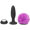 Чёрная анальная вибропробка Happy Rabbit Rechargeable Vibrating Bunny Tail Butt Plug Medium 80250 (12 см)