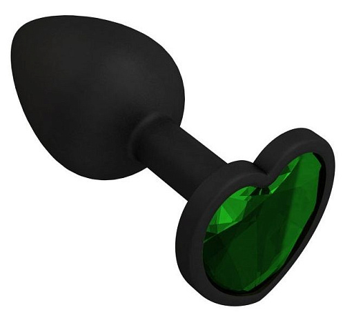 Чёрная силиконовая пробка с зелёным кристаллом Сумерки богов 508-03 GREEN-DD (7,3 см)