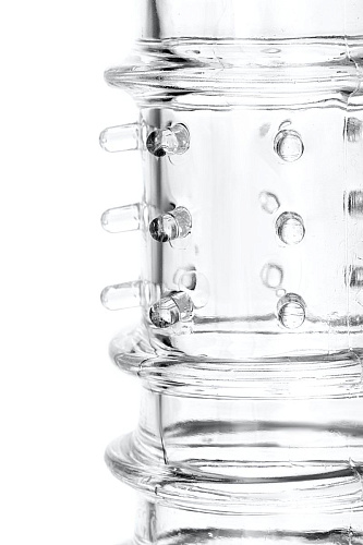 Прозрачная насадка на пенис с ребрами и точками A-toys TOYFA 768013 (15,3 см)