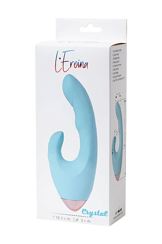 Голубой вибратор с клиторальным стимулятором ToyFa CRYSTAL 561017 (18,3 см)