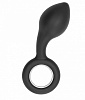 Чёрный анальный стимулятор Shots Media BV No.63 Dildo With Metal Ring SON063BLK (13,5 см)