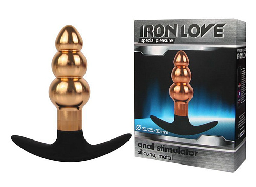 Золотисто-чёрная анальная металлическая пробка Bior toys IL-28002-GLD (9,6 см)