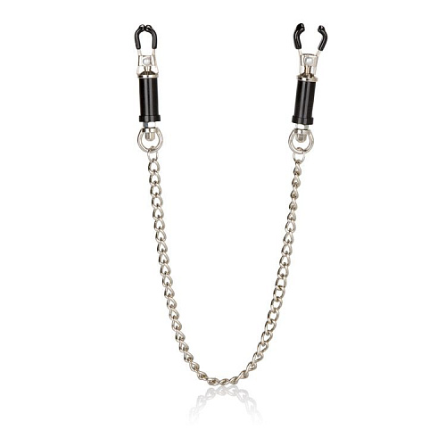 Серебристые с чёрным зажимы на соски California Exotic Novelties Nipple Play Superior Nipple Clamps SE-2593-20-2