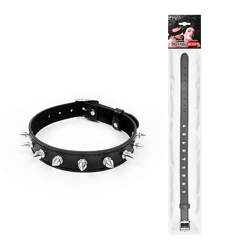 Чёрный ошейник с серебристыми шипами Bior toys NTB-80556