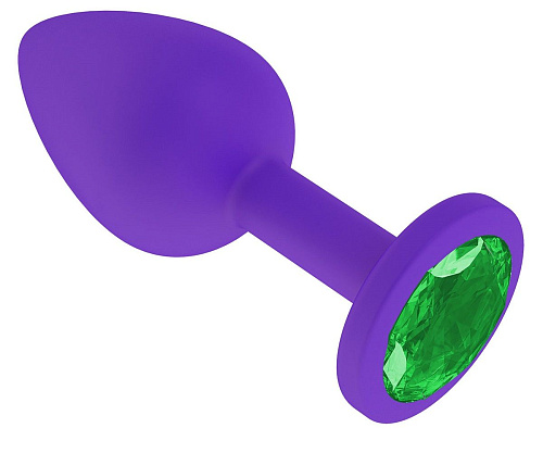Фиолетовая силиконовая пробка с зелёным кристаллом Сумерки богов 519-03 green-DD (7,3 см)