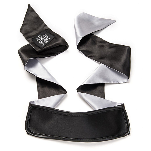 Чёрно-серая повязка на глаза Fifty Shades of Grey Satin Deluxe Blindfold FS-40178