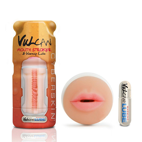 Мастурбатор-ротик телесного цвета Topco Sales Cyberskin Vulcan Mouth Stroker with Warming Lube 1600378