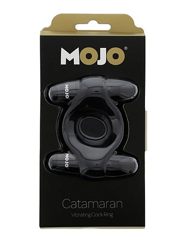 Чёрное эрекционное кольцо с 2 виброэлементами Seven Creations MOJO CATAMARAN 50948