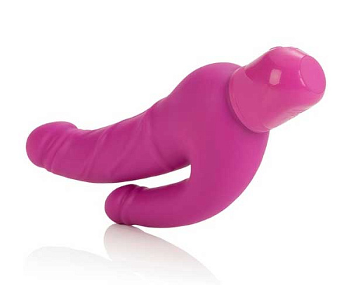 Вибромассажёр розового цвета California Exotic Novelties Power Stud Over Under Dongs SE-0836-16-3 (27 см)