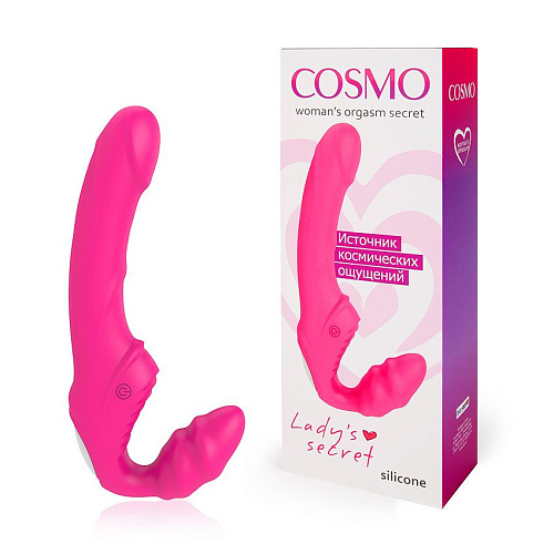 Розовый безремневой страпон с 9 режимами вибрации Bior toys CSM-23141