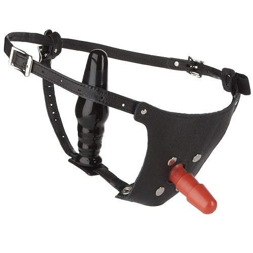 Мужской страпон телесного цвета Doc Johnson Vac-U-Lock Set Leather Ultra Harness 1051-01-BX (17,8 см)