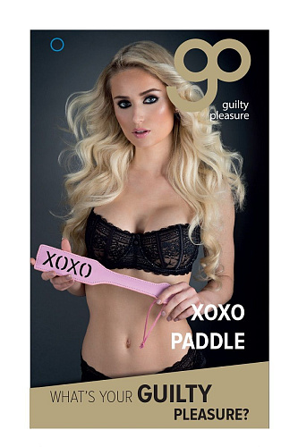 Розовый пэддл с чёрной надписью Blush Novelties «XOXO» Paddle 520015 (32 см)