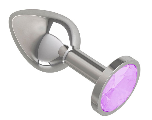 Серебристая конусовидная анальная пробка с сиреневым кристаллом Сумерки богов 513-13 LILAC-DD (7 см)