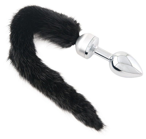 Маленькая анальная втулка с чёрным хвостом ToyFa 712021 (8,5 см)