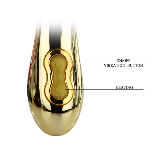 Премиум-вибромассажёр, покрытый золотом, с функцией нагрева Baile BI-014126 (12 см)
