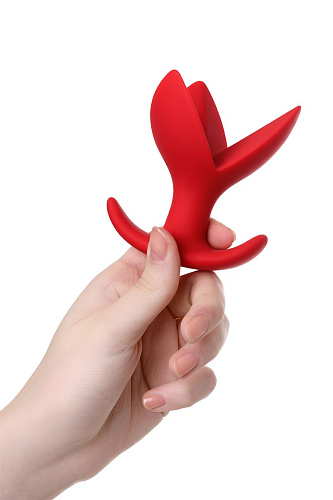 Красная силиконовая расширяющая анальная пробка ToyFa Flower 357008 (9 см)