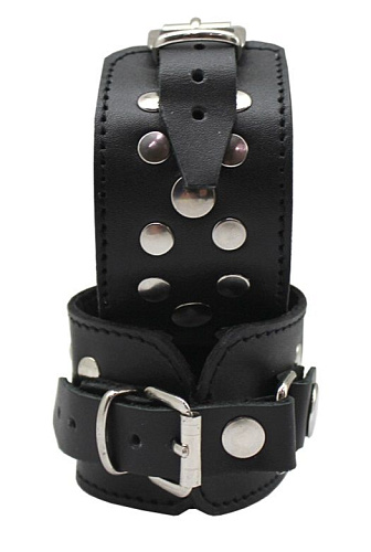 Декоративные чёрные наручи на кожаной подкладке Подиум Р291