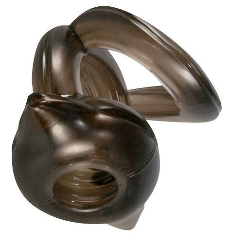 Чёрное эрекционное кольцо с петлёй для мошонки Orion Bad Kitty 05215400000