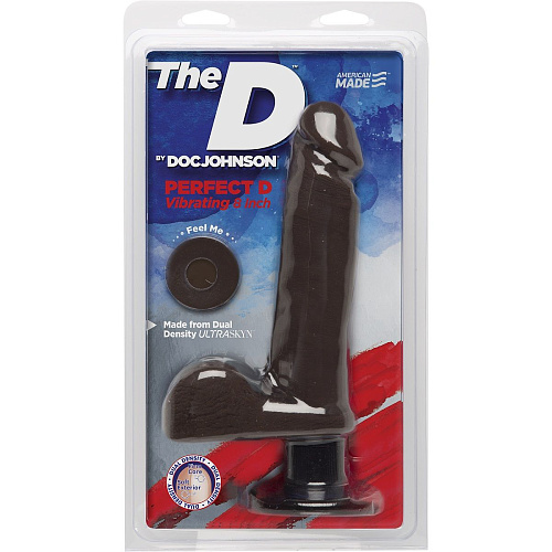 Коричневый вибратор-реалистик Doc Johnson Perfect D Vibrating 8 with Balls 1701-06-CD