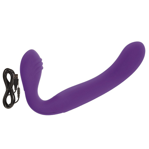 Перезаряжаемый водонепроницаемый фиолетовый страпон California Exotic Novelties Rechargeable Silicone Love Rider Strapless Strap-On SE-1499-65-3