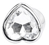 Серебристая анальная пробка с прозрачным кристаллом Shots Media BV Love Heart Diamond Plug RIC017SIL (9,4 см)