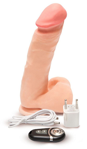 Вибратор-реалистик на присоске с пультом управления телесного цвета Пикантные штучки DP02023T-10Z (20 см)