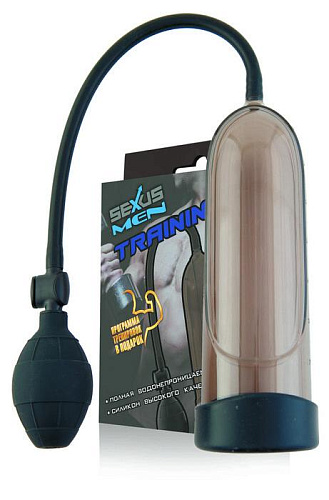 Мужская помпа-массажёр с силиконовой вставкой дымчатая Sexus 709008