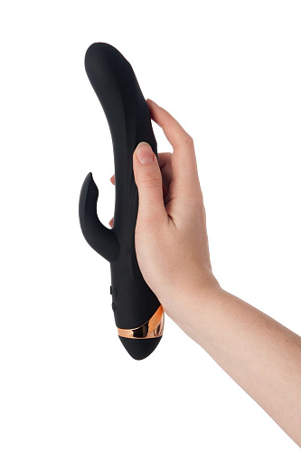 Чёрный вибратор с клиторальным отростком WANAME Thunder 481003 (24,2 см)