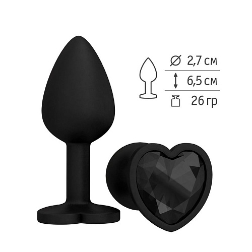 Чёрная силиконовая пробка с чёрным кристаллом Сумерки богов 508-09 BLACK-DD (7,3 см)