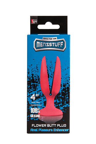 Красная пробка-бутон Dream Toys MENZSTUFF FLOWER BUTT PLUG 4INCH 21247 (11 см)
